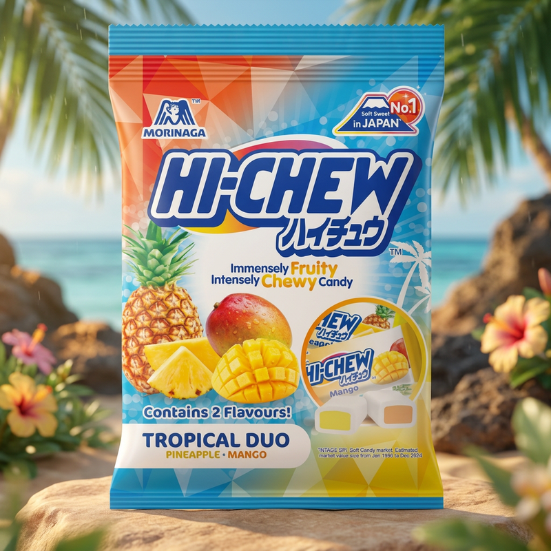 Hi-Chew Tropical Duo Mix Chewy Candy Bag 80g