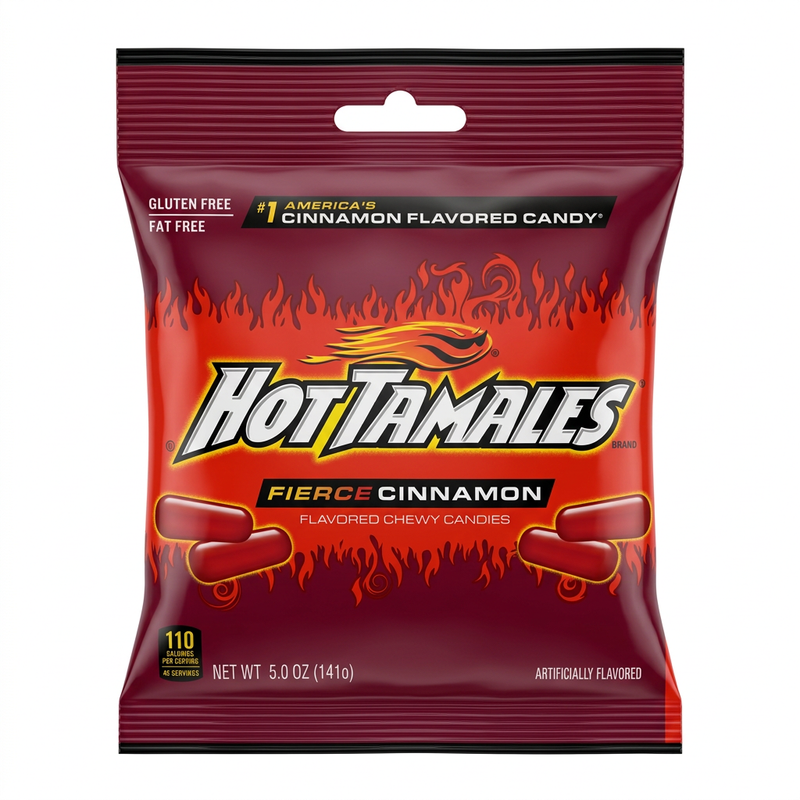 Hot Tamales Fierce Cinnamon Chewy Candies (USA) Share Bag 141g