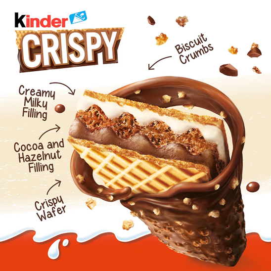 Kinder CRISPY Wafer Chocolate & Hazelnut Bar Multipack 5x34g