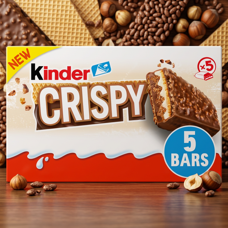Kinder CRISPY Wafer Chocolate & Hazelnut Bar Multipack 5x34g