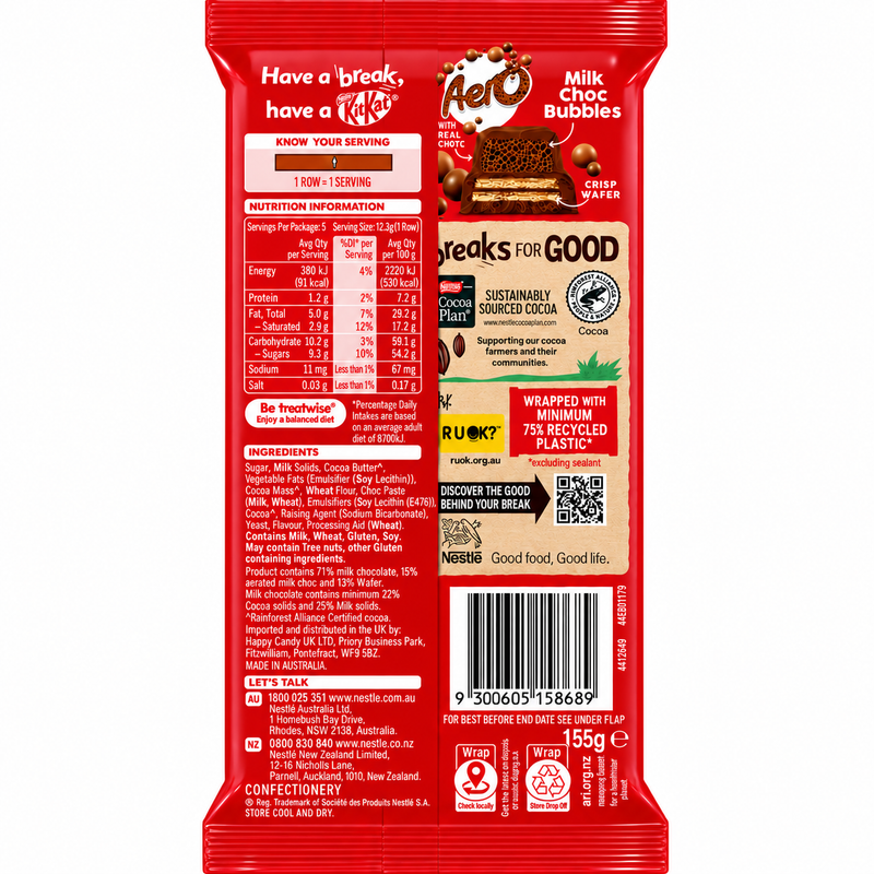 Kit Kat Aero Milk Chocolate Block (AUSTRALIA) 155g