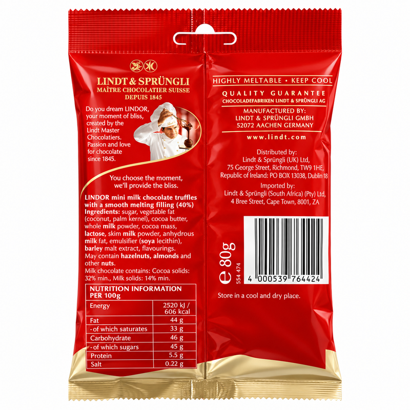 Lindt Lindor Mini Milk Chocolate Truffles 80G