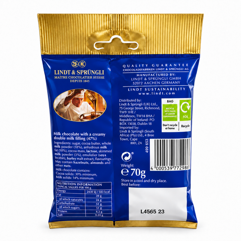 Lindt Snowdrops Milk Chocolate Bag 70g