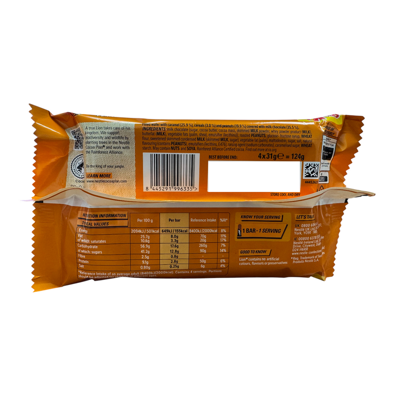 Lion Limited Edition Peanut Bars 4 Pack Multipack 124g