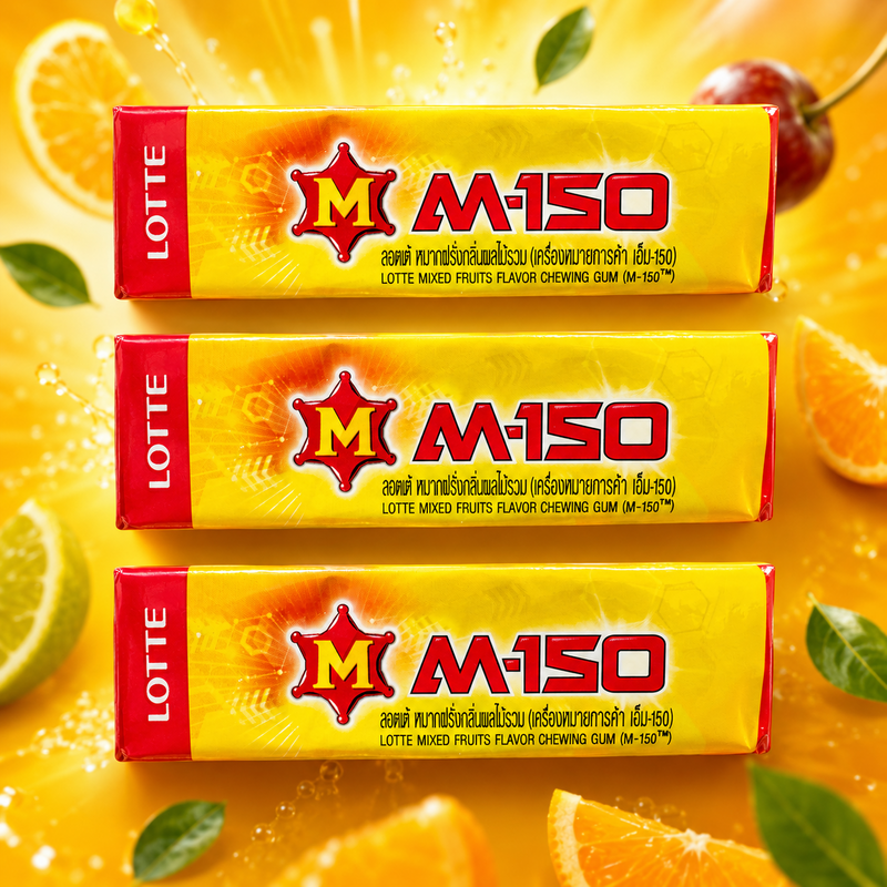 Lotte M-150 5 Stick Chewing Gum 3 Pack 3x13.5g