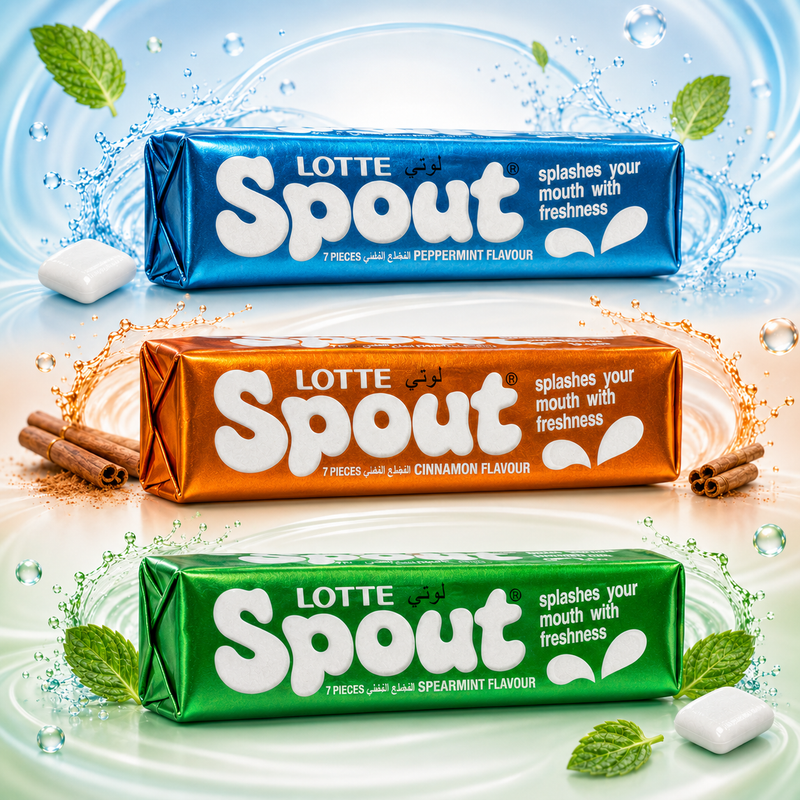 Lotte Spout 7 Piece Chewing Gum 3 Pack 3x23.8g