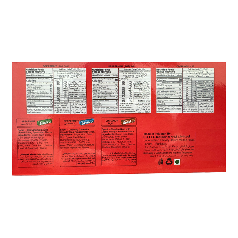 Lotte Spout 7 Piece Chewing Gum 3 Pack 3x23.8g