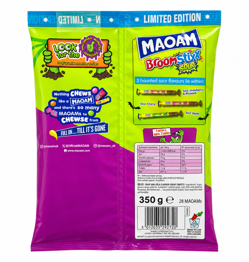 MAOAM Broom Stixx SOUR LIMITED EDITION Halloween Share Bag 350g