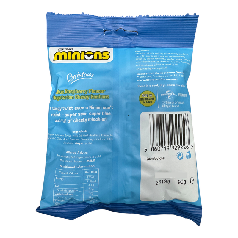 MINIONS Sour Blue Raspberry Bon Bons Bag 90g