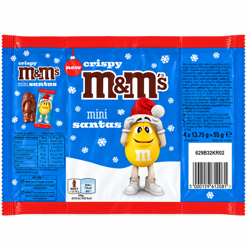M&M's Christmas Mini Santa Chocolate Bag 55g