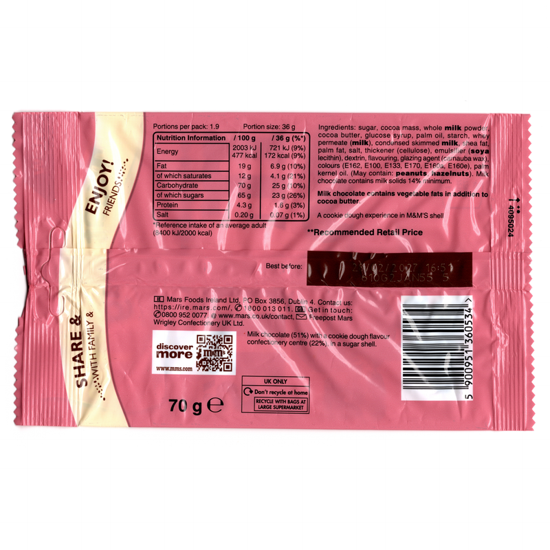 M&M's Cookie Dough Milk Chocolate Share Bag 70g