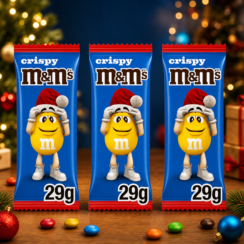 M&M's Crispy Chocolate Christmas Santa 3 Pack Treat 3x29g