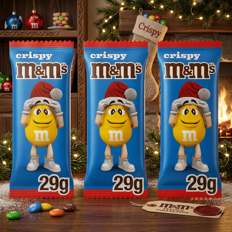 M&M's Crispy Chocolate Christmas Santa 3 Pack Treat 3x29g