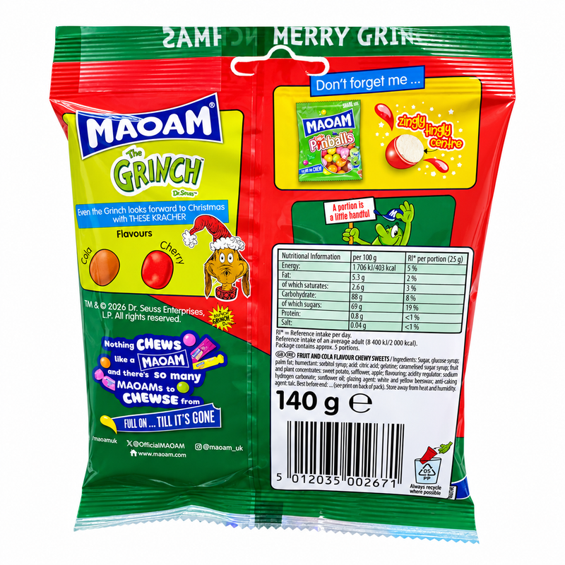 Maoam The GRINCH MERRY GRINCHMAS Cherry Cola 140g