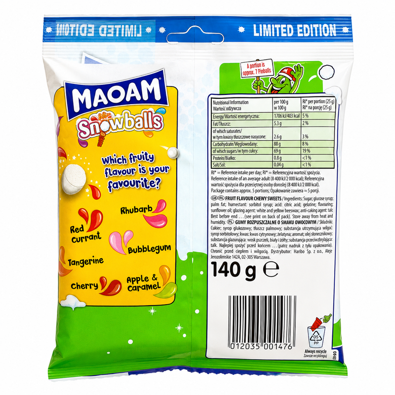 Maoam Snowballs Limited Edition Sweet Bag 140g