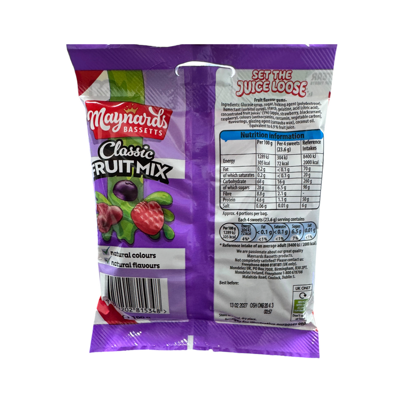 Maynards Bassetts Classic Fruit Mix Jelly 100g