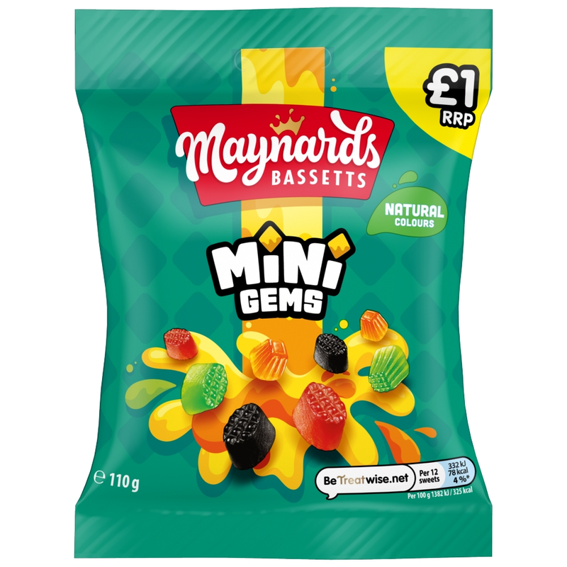 Maynards Bassetts Mini Gems Candy Bag 110g