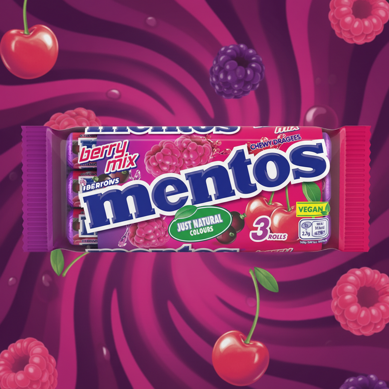 Mentos Berry Mix 3 Roll Multi-Pack (3x37.5g)