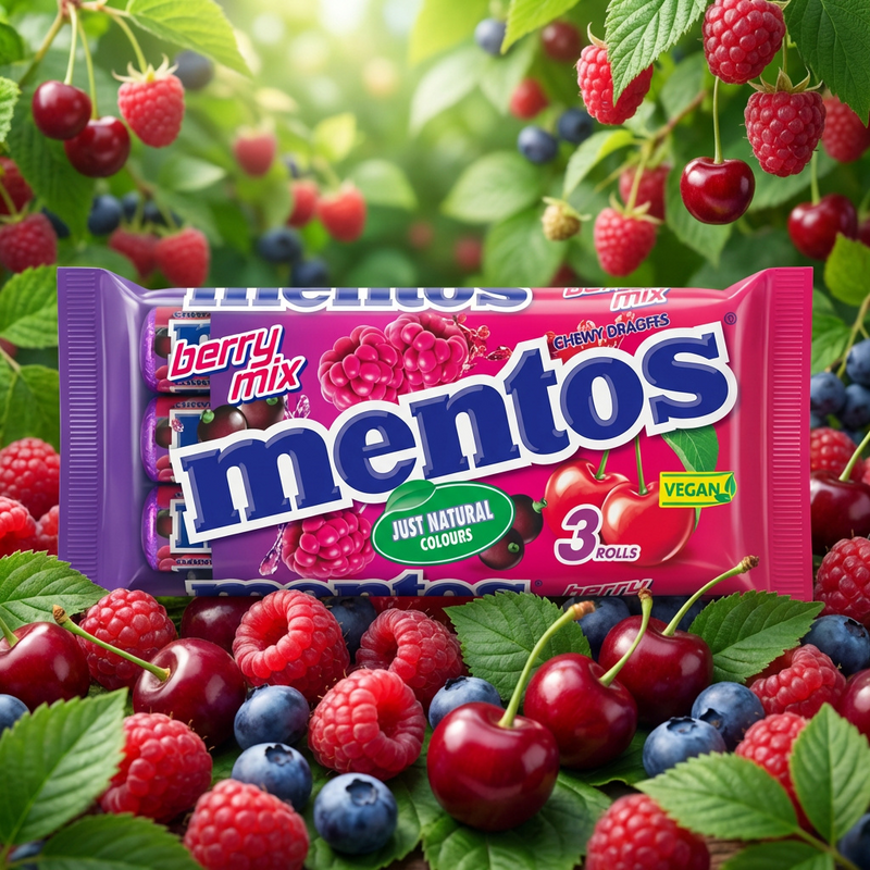 Mentos Berry Mix 3 Roll Multi-Pack (3x37.5g)
