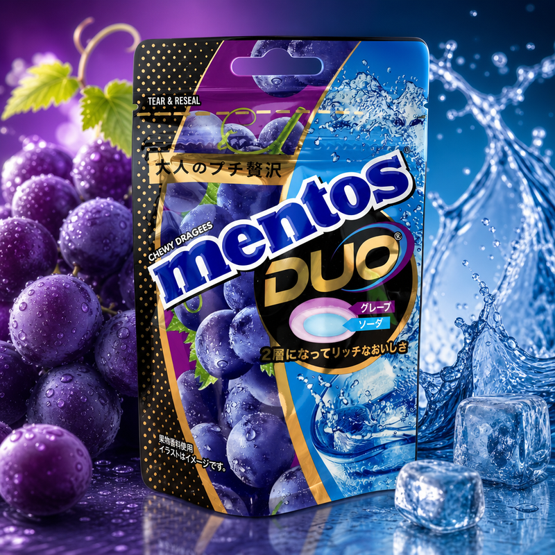 Mentos Duo Grape & Soda Chewy Dragees (JAPAN) 45g