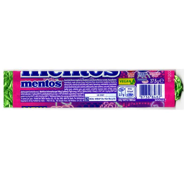 Mentos Feeling BERRY Good Chewy Dragees Roll 37.5g