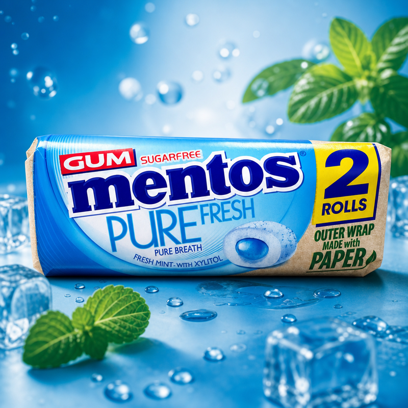 Mentos Pure Fresh MINT Sugar Free Chewing Gum 16 Piece (2X15g)