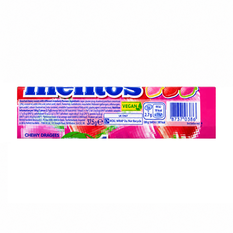 Mentos STRAWBERRY MIX Chewy Dragees Roll 37.5g