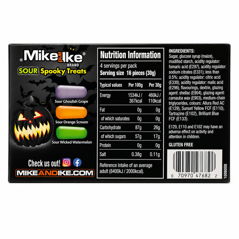 Mike and Ike SOUR SPOOKY TREATS Halloween Edition 120g