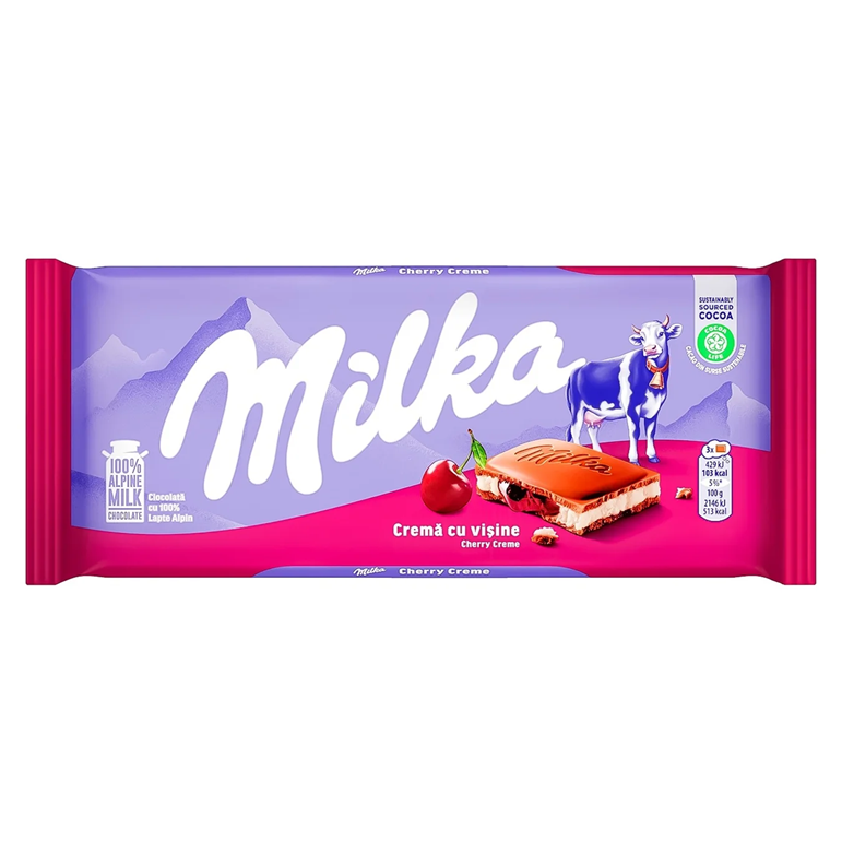 Milka Cherry Creme Milk Chocolate Sharing Bar 100g