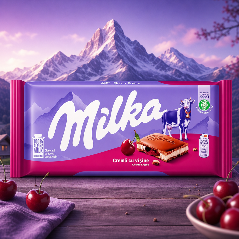 Milka Cherry Creme Milk Chocolate Sharing Bar 100g