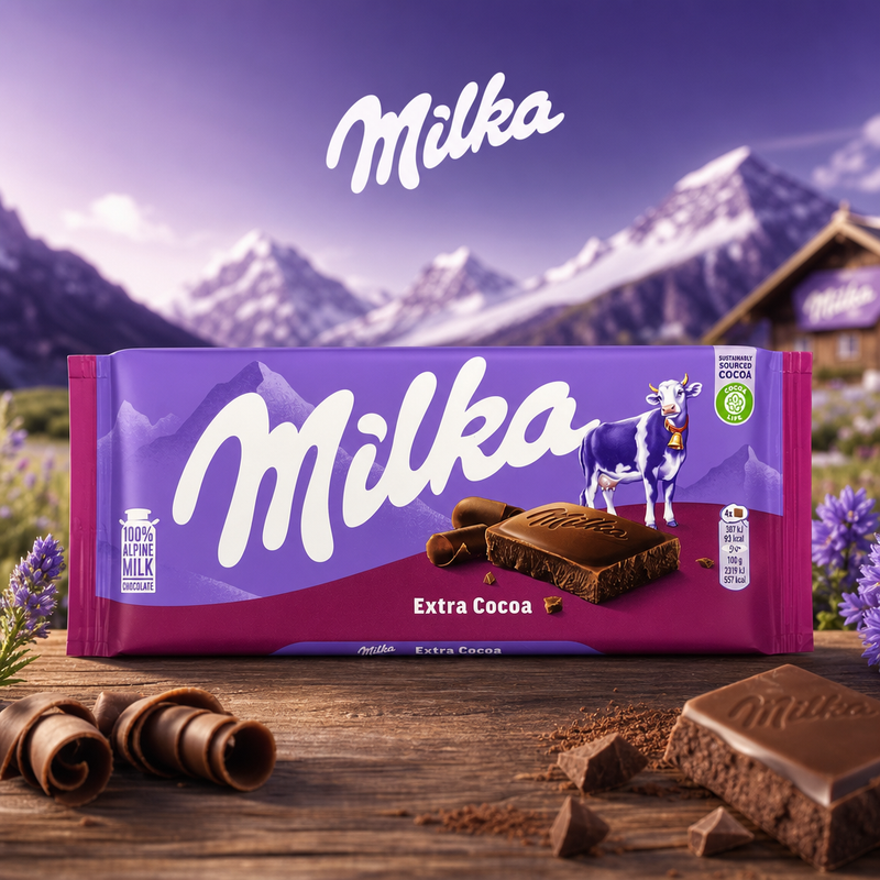 Milka Extra Cocoa Milk Chocolate Sharing Bar 100g