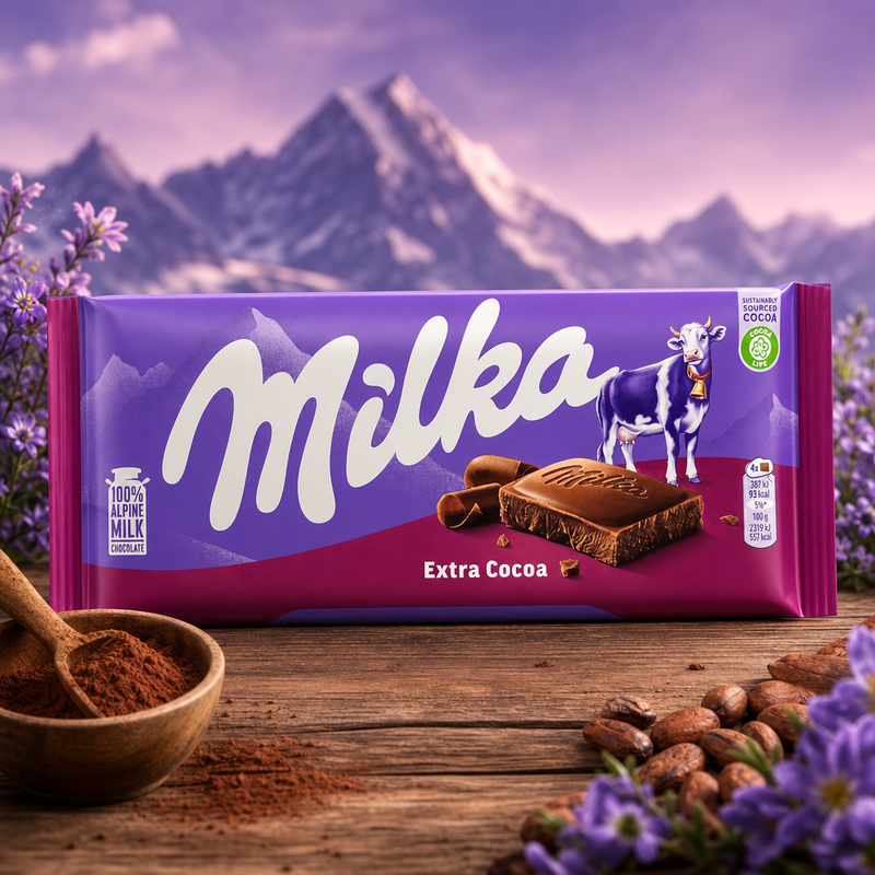 Milka Extra Cocoa Milk Chocolate Sharing Bar 100g