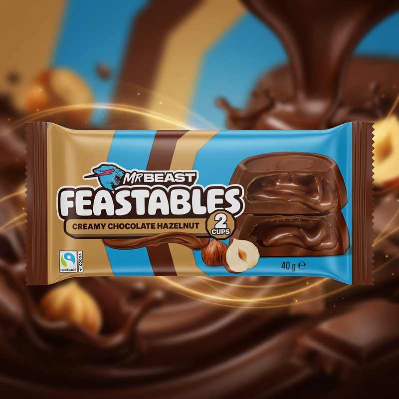 Mr Beast Feastables 2 Creamy Chocolate Hazelnut Cups 40g