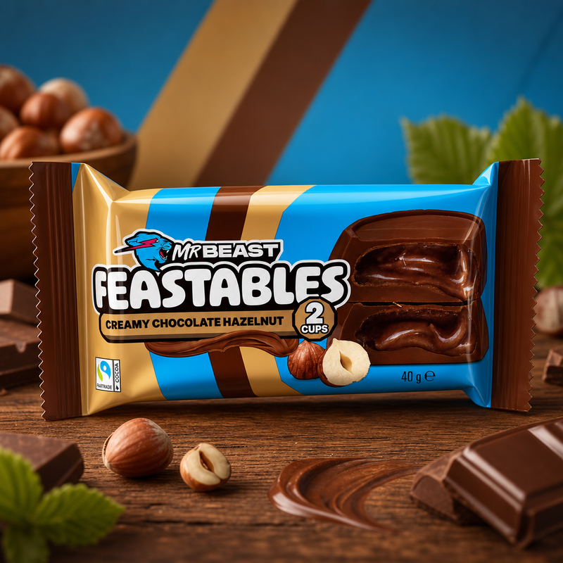 Mr Beast Feastables 2 Creamy Chocolate Hazelnut Cups 40g