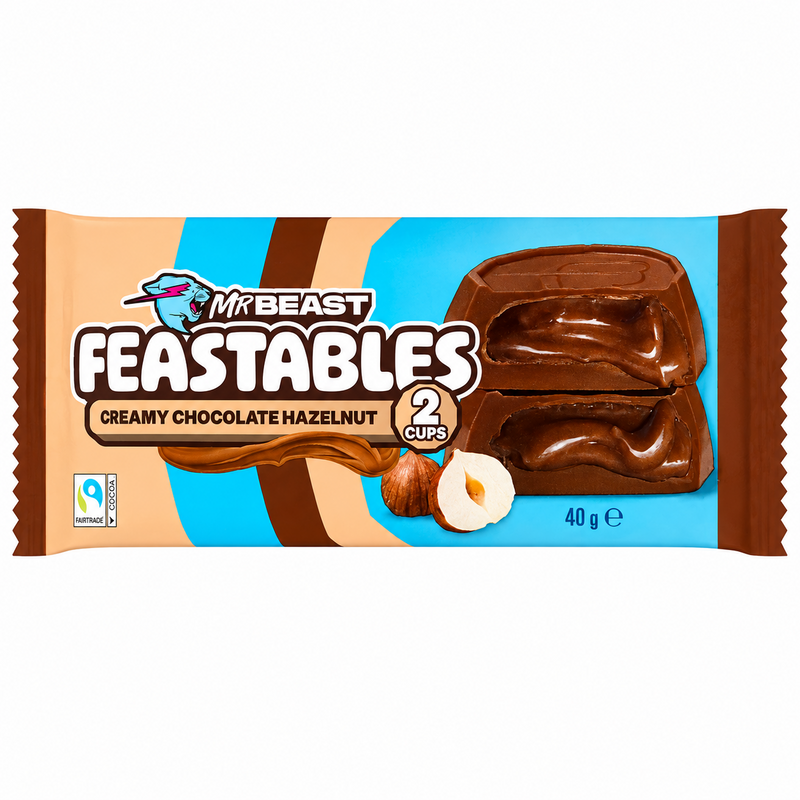 Mr Beast Feastables 2 Creamy Chocolate Hazelnut Cups 40g