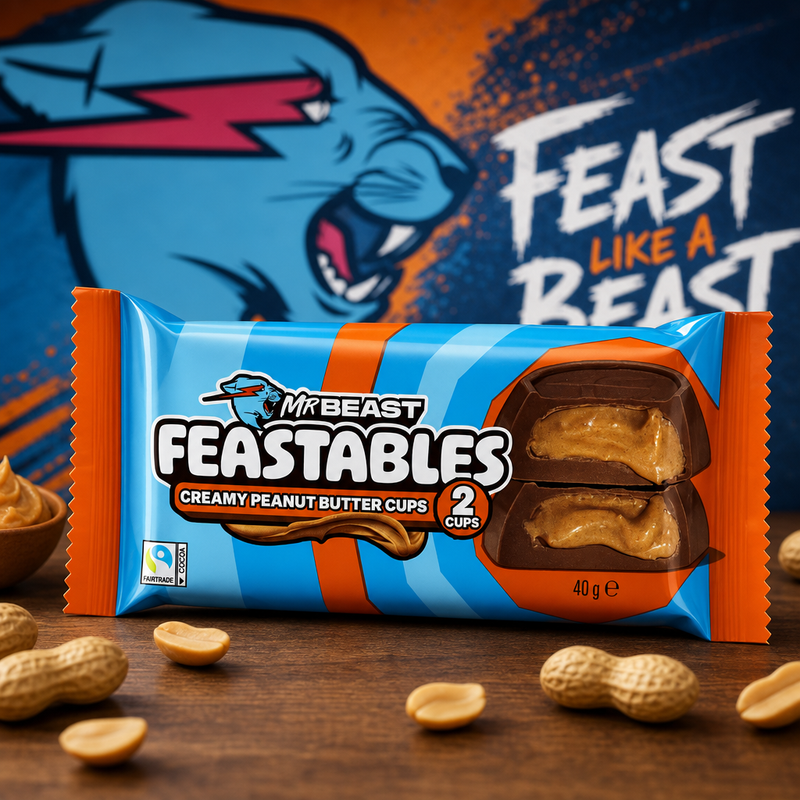 Mr Beast Feastables 2 Creamy Chocolate Peanut Butter Cups 40g