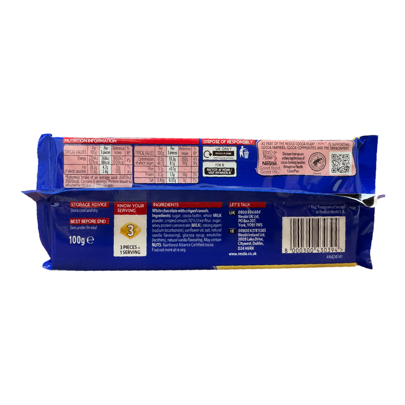 Nestle CRUNCH White Chocolate Sharing Bar 100g