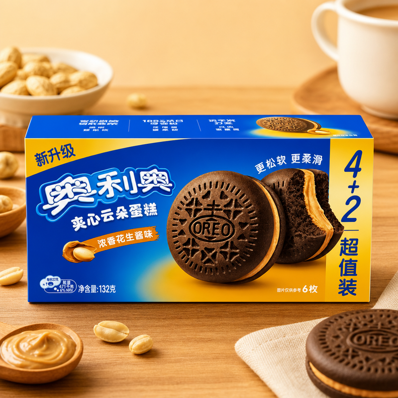Oreo PEANUT BUTTER Sandwich CLOUD CAKE (CHINA) 6 Pack 88g