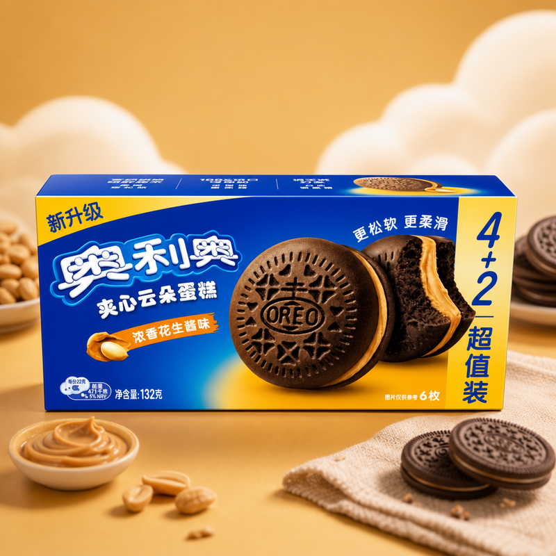 Oreo PEANUT BUTTER Sandwich CLOUD CAKE (CHINA) 6 Pack 88g