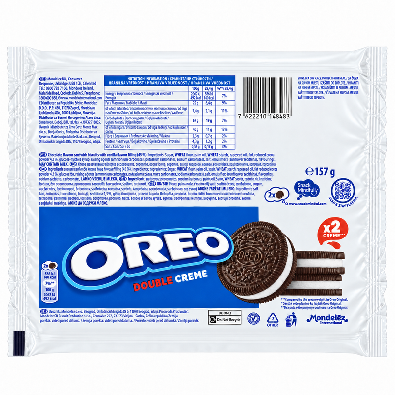 Oreo Double Creme Cookie Chocolate Sandwich Biscuits 157g