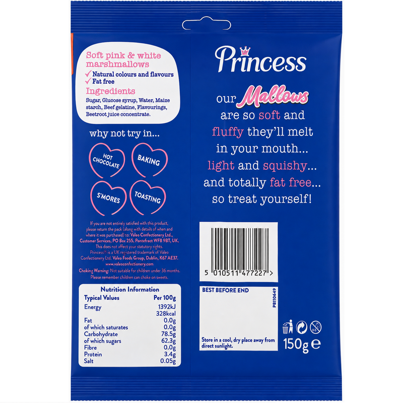 Princess Mallows Pink & White Marshmallows 150g