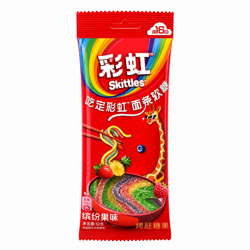 Skittles Taste the Rainbow NOODLES Soft Candy (CHINA) 16 Pack 32g