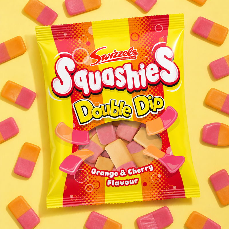 Swizzels Squashies Double Dip Orange & Cherry Bag 120g