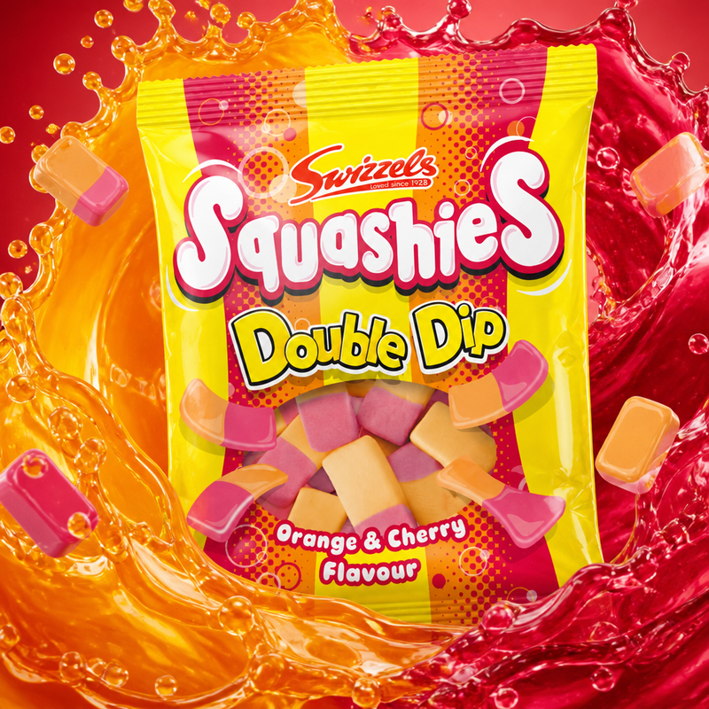 Swizzels Squashies Double Dip Orange & Cherry Bag 120g