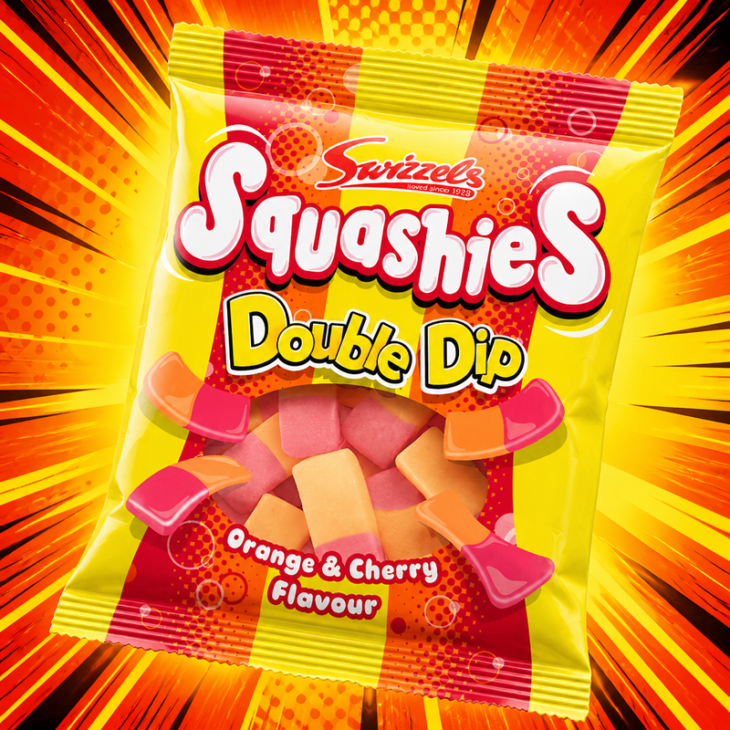 Swizzels Squashies Double Dip Orange & Cherry Bag 120g