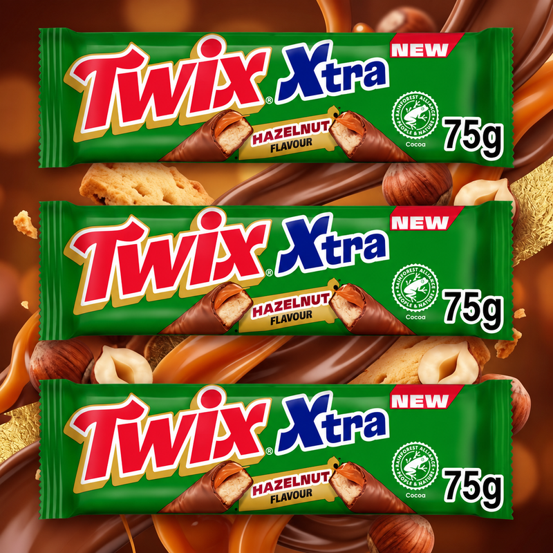 Twix Hazelnut Milk Chocolate Bar 3 Pack 3x75g