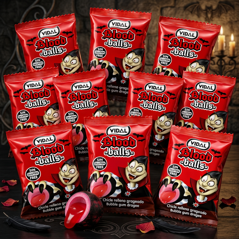 Vidal BLOOD Balls Liquid Filled Bubblegum 10 Pack