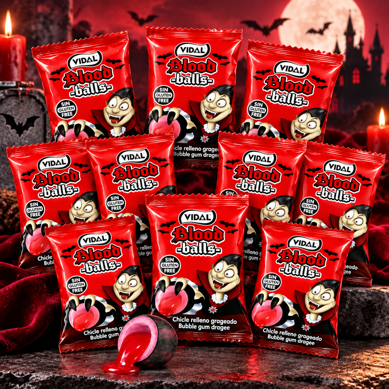 Vidal BLOOD Balls Liquid Filled Bubblegum 10 Pack
