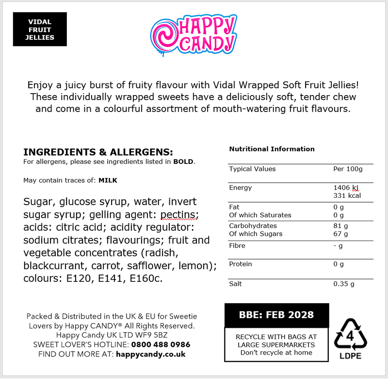 Vidal Wrapped Soft Fruit Jellies