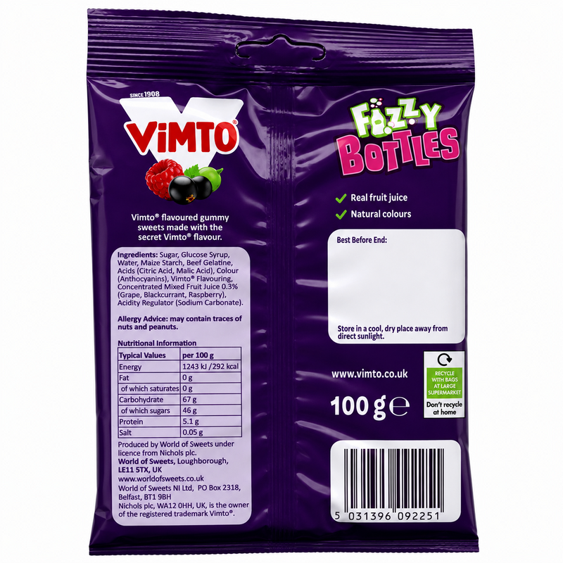 Vimto Fizzy Bottles Bag 100g